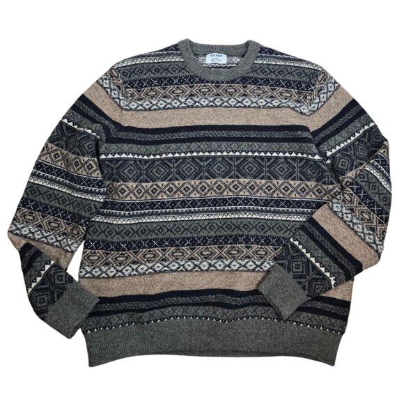 Old Navy Mens Fair Isle Sweater XL Gray & Tan Blend Wool Blend - Picture 1 of 7